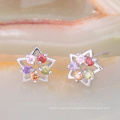 pink cubic zircon brass stud earrings for girl